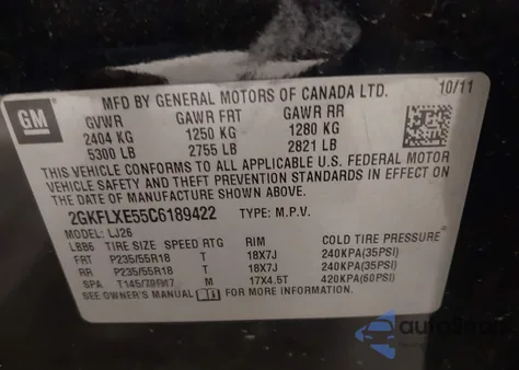 2012 GMC Terrain Slt-2 z USA, uszkodzony, nr VIN 2GKFLXE55C6189422